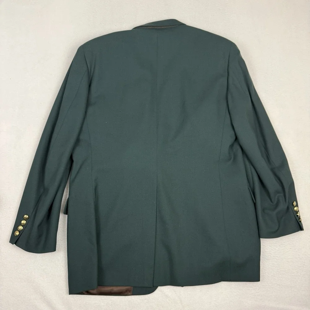 VTG 80s Corbin Platinum Green Blazer Sport Coat GBC Crest Gold Buttons 44L Union